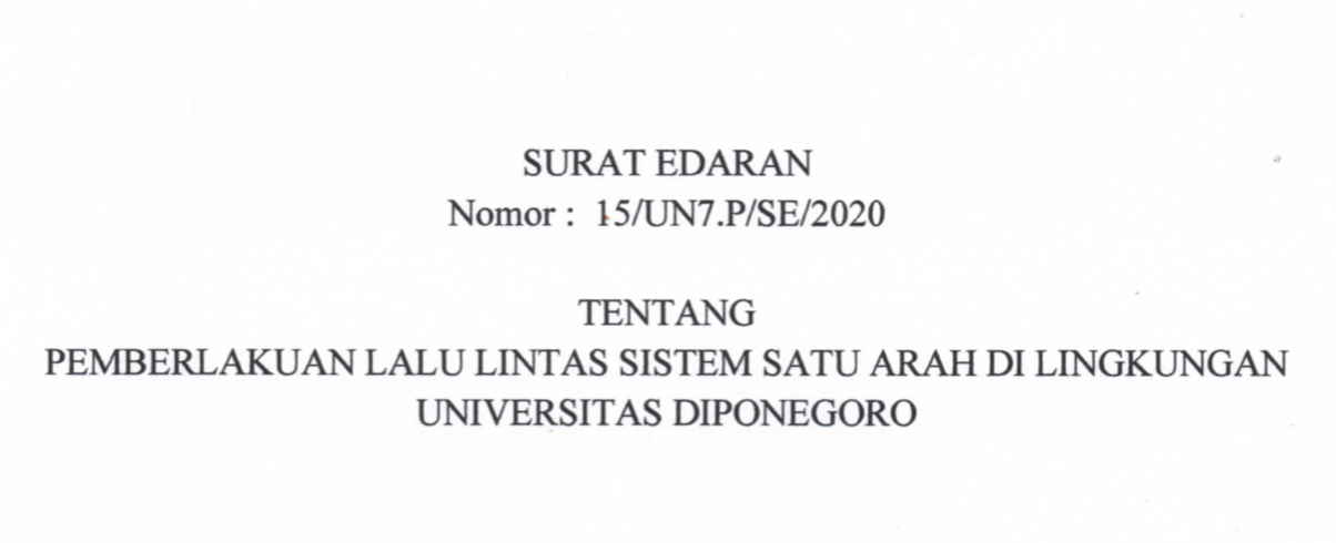 Edaran rektor jalur searah undip