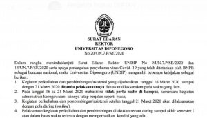 Edaran antisipasi corona Undip