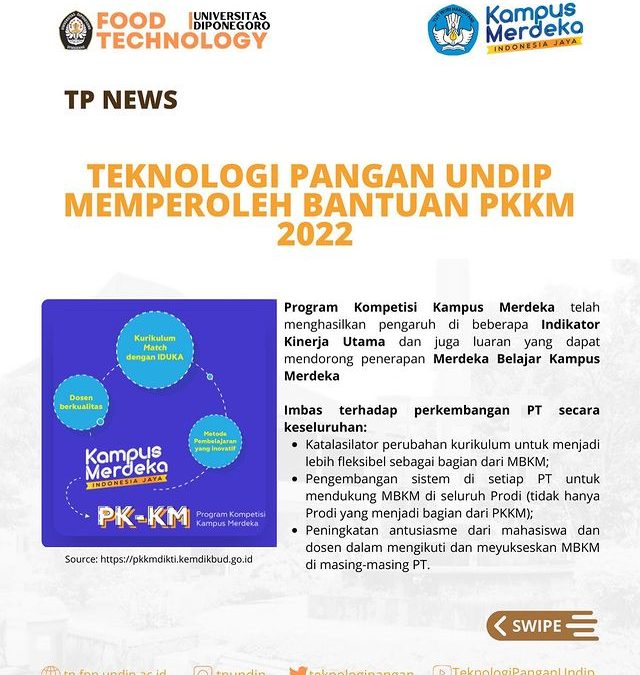 Fakultas S1 Teknologi Pangan UNDIP Memperoleh Bantuan PKKM 2022 Gelombang II