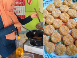 Keterangan gambar: Anindita Zhafirah Kurniawati mendemonstrasikan pembuatan nugget singkong bergizi di Posyandu RW 01 Tambangan 