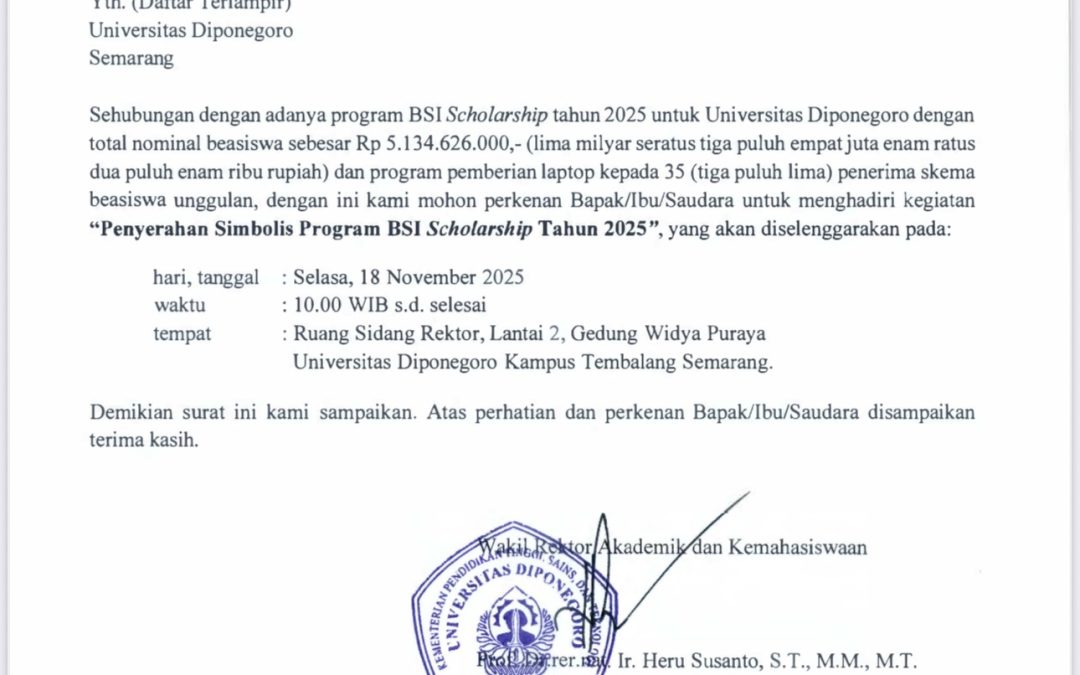 Mahasiswa Teknologi Pangan Kembali Berprestasi Lolos BSI Scholarship 2025